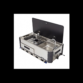 Suburban Mfg Cooktop With Sink Stainless Steel With Black Tempered Glass Lid - 3250AST