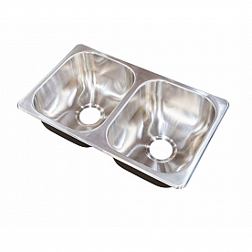 RV Double Bowl Drawn Sink - 27 Inch Width x 16 Inch Length - 388412