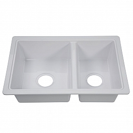 RV Double Kitchen Sink - White ABS 25 Inch x 17 Inch - 809030