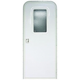 RV Entry Door - Radius Corners White - Right Side Hinges - 26 Inch Width x 72 Inch Height