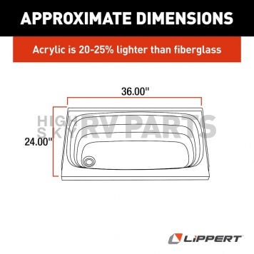 Lippert Components Bathtub - 24 Inch x 36 Inch Parchment - 209372-5