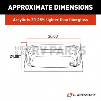 Lippert Components Bathtub - 24 Inch x 36 Inch Parchment - 209376-4