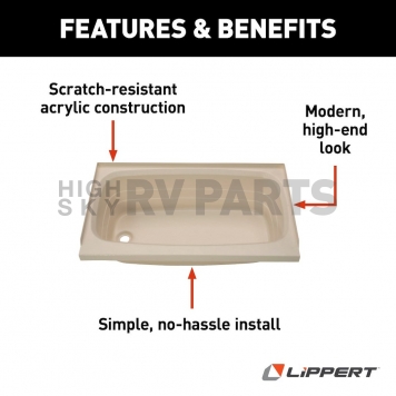 Lippert Components Bathtub 24 Inch x 40 Inch Parchment - 209388-4