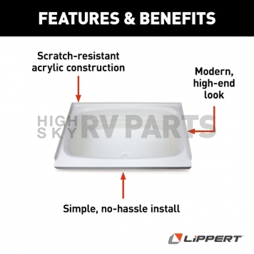 Lippert Components Bathtub 24 Inch x 36 Inch White - 209648-6