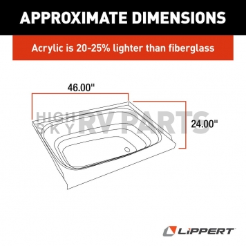 Lippert Components Bathtub - 24 Inch x 46 Inch White - 209683-3