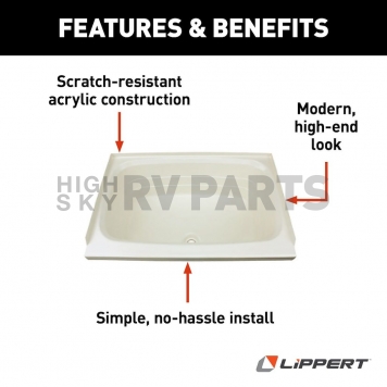 Lippert Components Bathtub - 24 Inch x 36 Inch Parchment - 209369-5