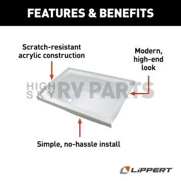 Lippert Components Bathtub - 24 Inch x 46 Inch White - 209681-2