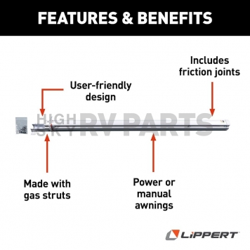 Lippert Components Solera Manual Patio Awning Arm - White - 281152-6