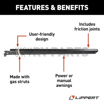 Lippert Components Solera Manual Patio Awning Arm - Black - 281154-3