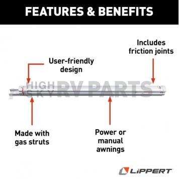 Lippert Components Power or Manual Awning Arm Half Set - White - 390189-7