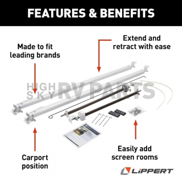 Lippert Components Solera Classic Awning Arm Full Set - White - 434718-2