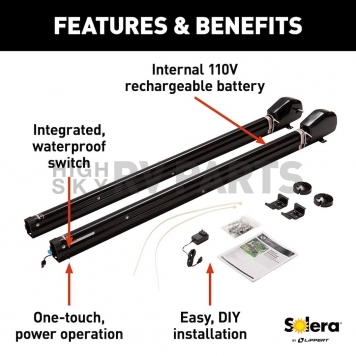 Lippert Components Solera Electric Patio Awning Arm Full Set - Black - 434729-2