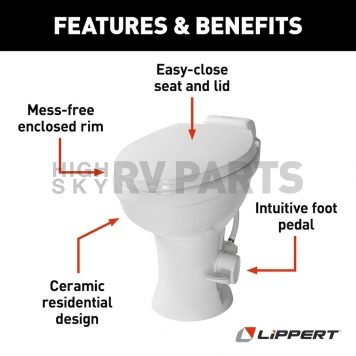 Lippert Components Flow Max Toilet White - 2022113192-3