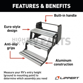 Lippert Components Alumi-Tread RV 3 Manual Folding Step - 432696-3