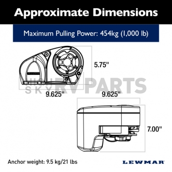 Lewmar Windlass Pro-Series Horizontal Mount 1000 Pound Maximum Pull - 6657011967-311-2