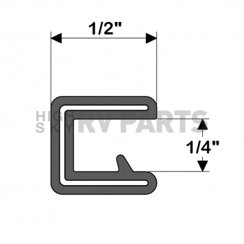 Taco Boat Edge Trim 1/2 Inch Height - 25 Foot Length Black - V30-1008B25-1-3
