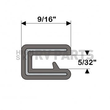 Taco Boat Edge Trim - 25 Foot Length - 5/32 Inch Inner Width x 9/16 Inch Outer Height - Black- V30-1005B25-1-5
