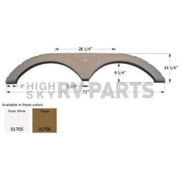 Icon Fender Skirt For Keystone Brand Challenger 72 Inch 14-1/4 Inch Taupe 01706