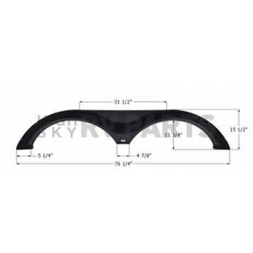 Icon Fender Skirt For Keystone  Redwood 76-1/4 Inch 15-1/2 Inch Black 14160