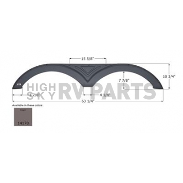 Icon Fender Skirt Universal Replacement To Fit By Dimension 63-1/4 Inch 10-3/4 Inch Gray 14170