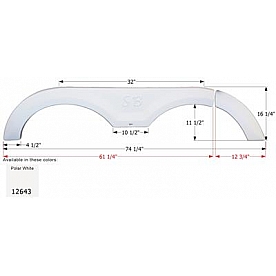 Icon Fender Skirt For Sunnybrook And Winnebago s 74-1/4 Inch 16-1/4 Inch  White 12643