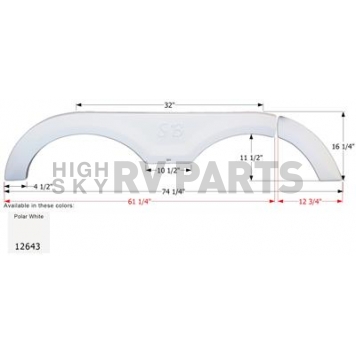 Icon Fender Skirt For Sunnybrook And Winnebago s 74-1/4 Inch 16-1/4 Inch  White 12643