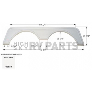Icon Fender Skirt For Newmar  American Star/ Cypress/ Torrey Pine/ X-Aire 73-1/4 Inch 16-3/4 Inch  White 01654