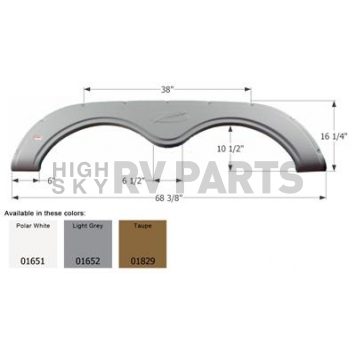 Icon Fender Skirt For R-Vision  Trail-lite 68-3/8 Inch 16-1/4 Inch Light Gray 01652
