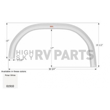 Icon Fender Skirt For Damon  Challenger 38-3/4 Inch 19-1/2 Inch  White 01910
