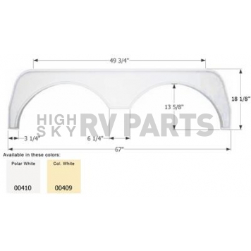Icon Fender Skirt Universal Replacement To Fit By Dimension 67-1/4 Inch 18-1/8 Inch Polar White 00410