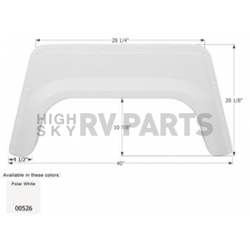Icon Fender Skirt Universal Replacement To Fit By Dimension 40 Inch 20-1/8 Inch Polar White 00526