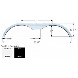 Icon Fender Skirt For Travelaire  Rustler And Westwind 68-3/8 Inch 13-1/4 Inch  White 01237