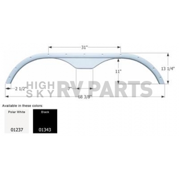 Icon Fender Skirt For Travelaire  Rustler And Westwind 68-3/8 Inch 13-1/4 Inch  White 01237