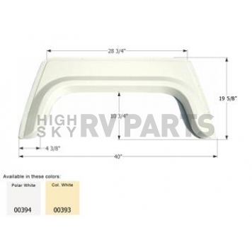 Icon Fender Skirt Universal Replacement To Fit By Dimension 40 Inch 19-5/8 Inch Colonial White 00393