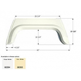 Icon Fender Skirt Universal Replacement To Fit By Dimension 40 Inch 19-5/8 Inch  White 00394