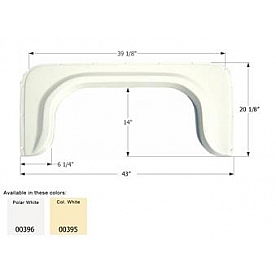 Icon Fender Skirt Universal Replacement To Fit By Dimension 43 Inch 20-1/8 Inch  White 00396
