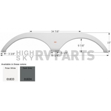Icon Fender Skirt For Pilgrim  Open Road/ International 70-1/4 Inch 15 Inch  White 01833