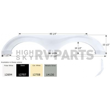 Icon Fender Skirt For Evergreen RV  Bay Hill/ Forest River And Viper 77-3/4 Inch 15-1/2 Inch Metallic Silver 14130