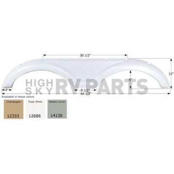 Icon Fender Skirt For Gulfstream  Conquest 64-1/2 Inch 12 Inch Metallic Silver 14136