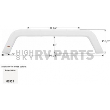 Icon Fender Skirt For R-Vision s 64-1/8 Inch 15-1/2 Inch  White 01935