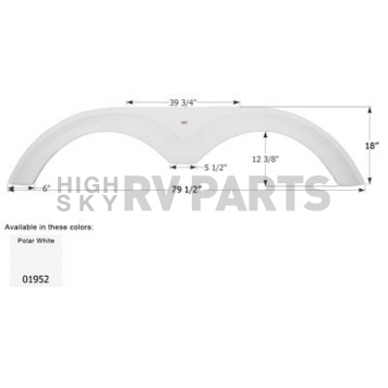Icon Fender Skirt For King of the Road s 79-1/2 Inch 18 Inch  White 01952