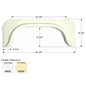 Icon Fender Skirt Universal Replacement To Fit By Dimension 45-1/8 Inch 18-5/8 Inch  White 00400