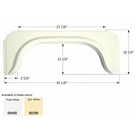 Icon Fender Skirt Universal Replacement To Fit By Dimension 45-1/8 Inch 18-5/8 Inch  White 00400