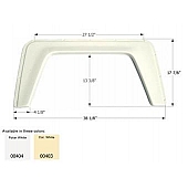 Icon Fender Skirt Universal Replacement To Fit By Dimension 38-1/8 Inch 17-7/8 Inch  White 00404