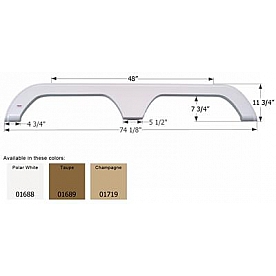 Icon Fender Skirt For Thor  Signature/ Jazz/ Summit/ Sonoma/ Tahoe/ Vortex/ Wave/ Dutchmen 74-1/8 Inch 11-3/4 Inch  White 01688