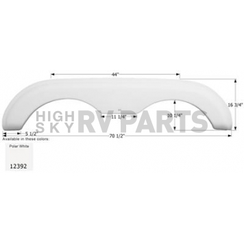 Icon Fender Skirt For Holiday Rambler  Aluma-lite 70-1/2 Inch 16-3/4 Inch  White 12392