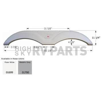 Icon Fender Skirt For Starcraft  Aruba 65-1/8 Inch 11-1/4 Inch  White 01699