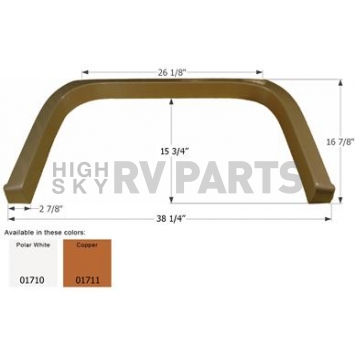 Icon Fender Skirt For Coachmen Brand Shasta Freeport/ Leprechaun/ Santara 38-1/4 Inch 16-7/8 Inch Copper 01711