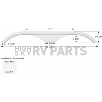 Icon Fender Skirt For Kustum Koach Brands 61-7/8 Inch 7-1/2 Inch Polar White 01747