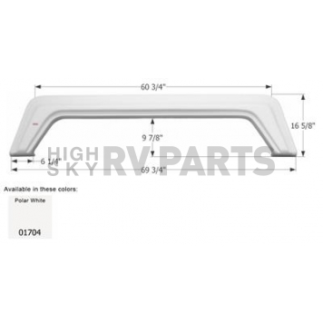 Icon Fender Skirt For Playmor s 69-3/4 Inch 16-5/8 Inch  White 01704